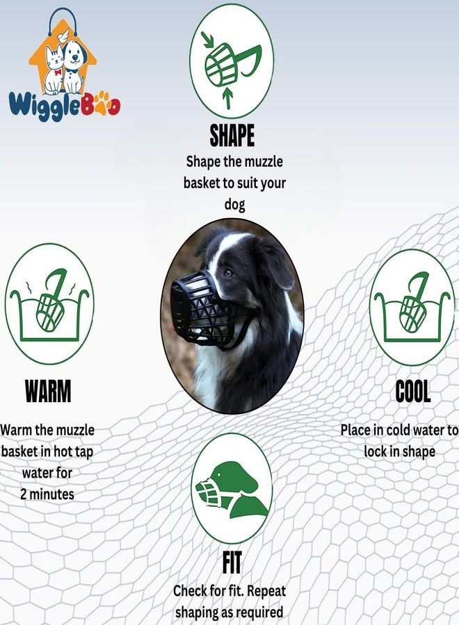 WiggleBoo Dog Muzzle || Basket Design || Secure & Comfortable || Perfect for Training & Vet Visits || Breathable & Adjustable Design || Black || (Small) - Image 5